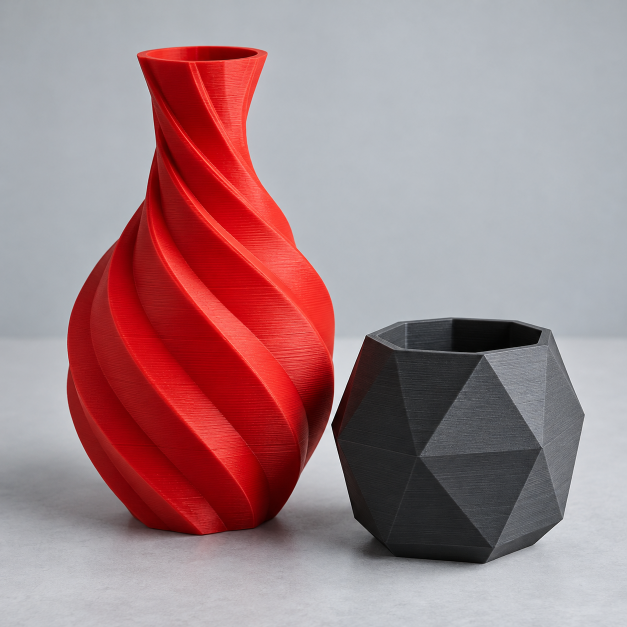 Dekoratif 3D baskı vazo ve geometrik saksı tasarımları